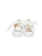 Sneakers per bambina Monnalisa bianche con applicazione floreale - Rubino Kids