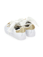 Sneakers per bambina Monnalisa bianche con applicazione floreale - Rubino Kids