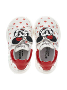 Sneakers per bambina Monnalisa bianche con motivo a cuori rossi - Rubino Kids