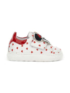 Sneakers per bambina Monnalisa bianche con motivo a cuori rossi - Rubino Kids