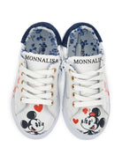 Sneakers per bambina Monnalisa bianco con fantasia Mickey Mouse - Rubino Kids