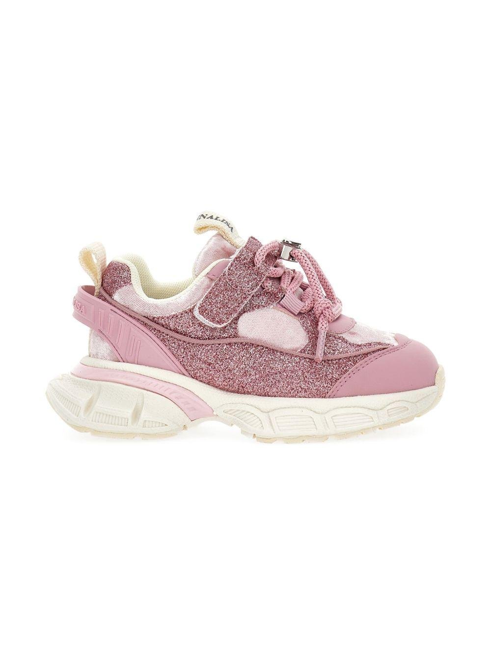 Sneakers per bambina Monnalisa rosa con glitter - Rubino Kids