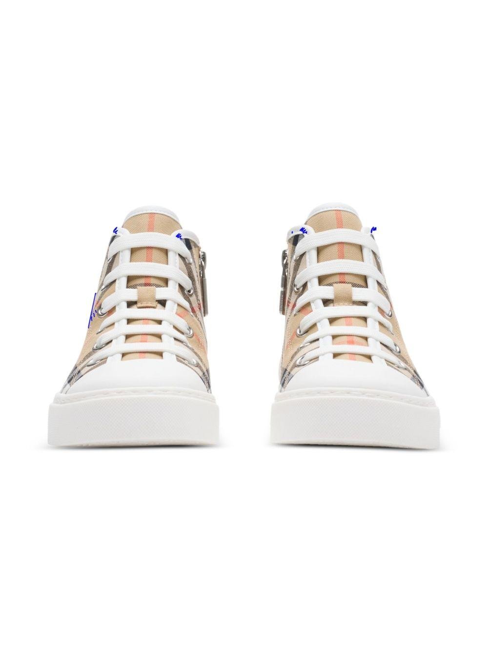 Sneakers per bambini Burberry Kids beige con caratteristico motivo Vintage Check all - over - Rubino Kids