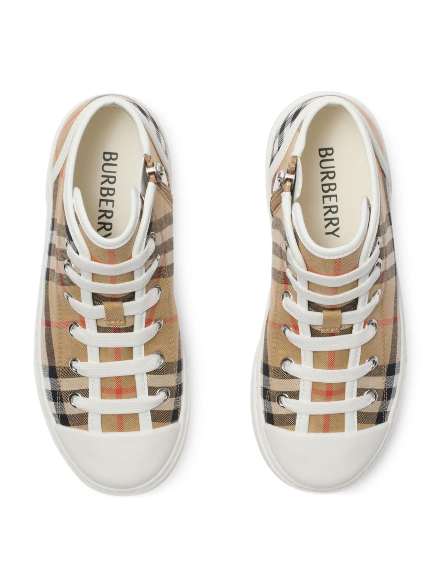 Sneakers per bambini Burberry Kids beige con caratteristico motivo Vintage Check all - over - Rubino Kids