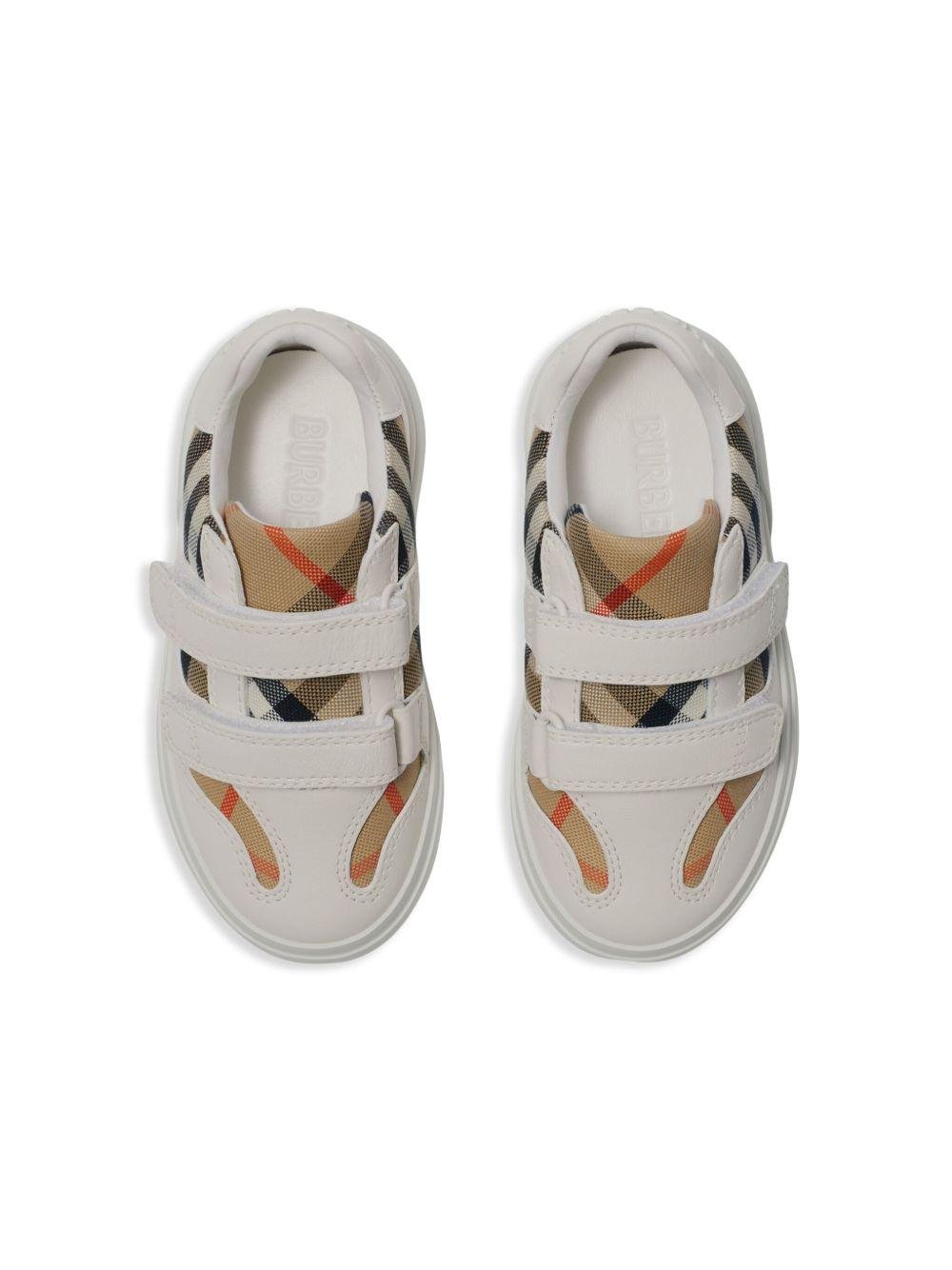 Sneakers per bambini Burberry Kids bianco con motivo a quadri - Rubino Kids