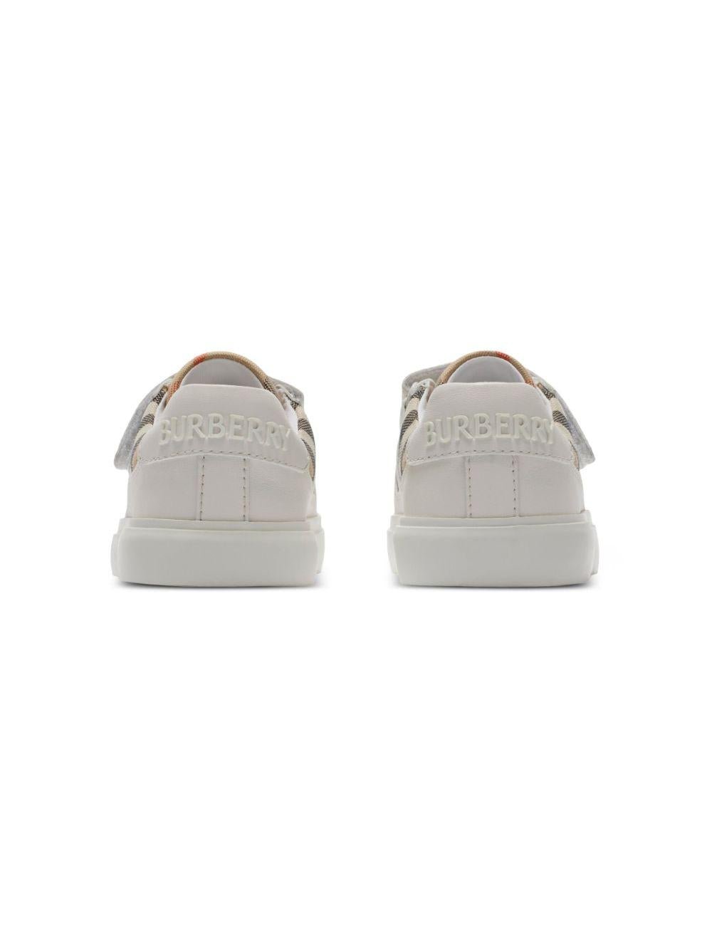 Sneakers per bambini Burberry Kids bianco con motivo a quadri - Rubino Kids