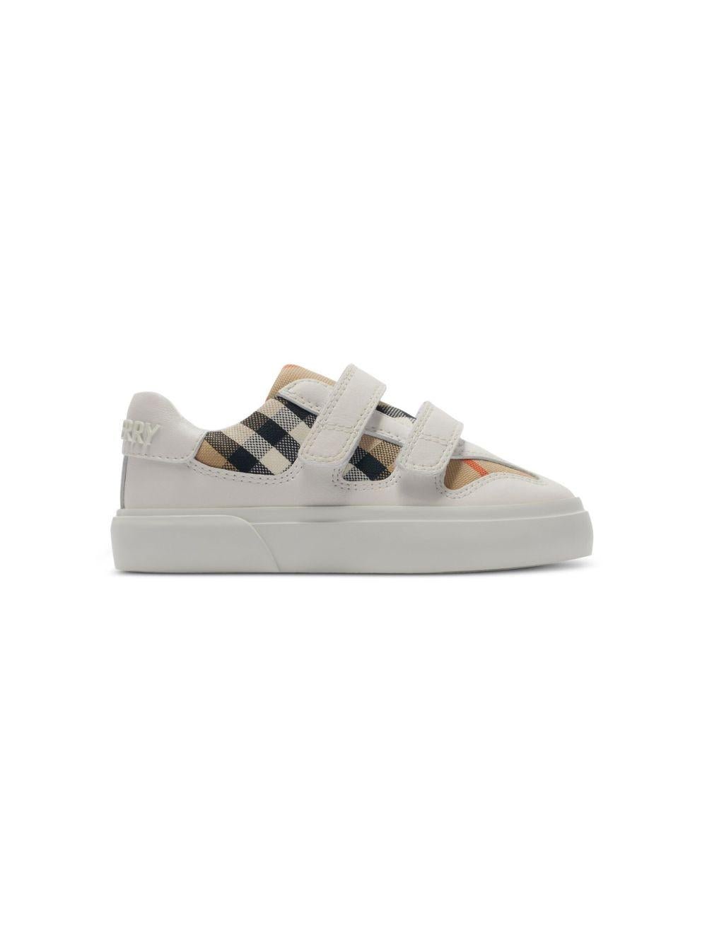 Sneakers per bambini Burberry Kids bianco con motivo a quadri - Rubino Kids