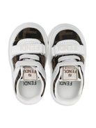 Sneakers per bambini Fendi Kids bianco con inserti marroni con monogramma FF - Rubino Kids