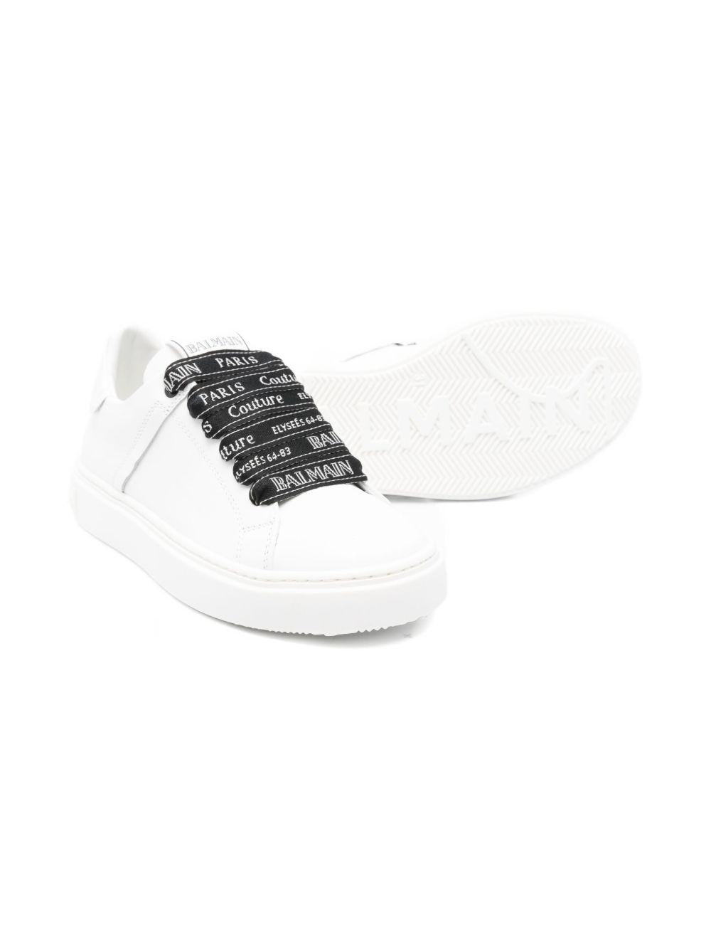 Sneakers per bambino Balmain Kids bianche con lacci logati - Rubino Kids