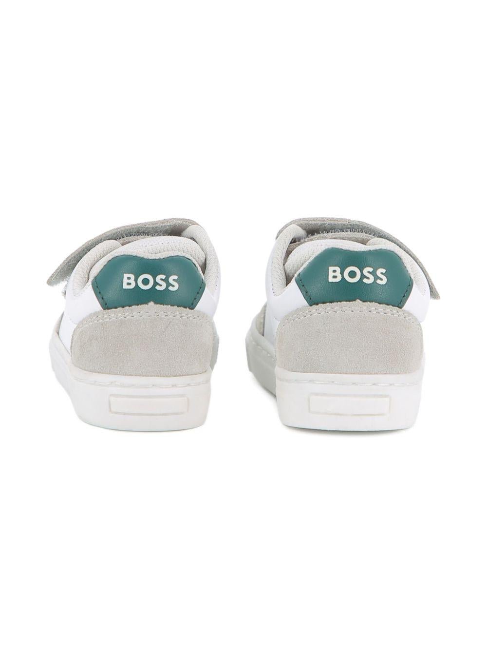 Sneakers per bambino Boss Kids bianche con chiusura a strappo - Rubino Kids