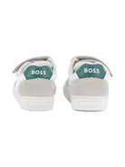 Sneakers per bambino Boss Kids bianche con chiusura a strappo - Rubino Kids