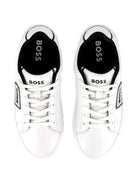 Sneakers per bambino BOSS Kids bianche con dettaglio con placca con logo - Rubino Kids