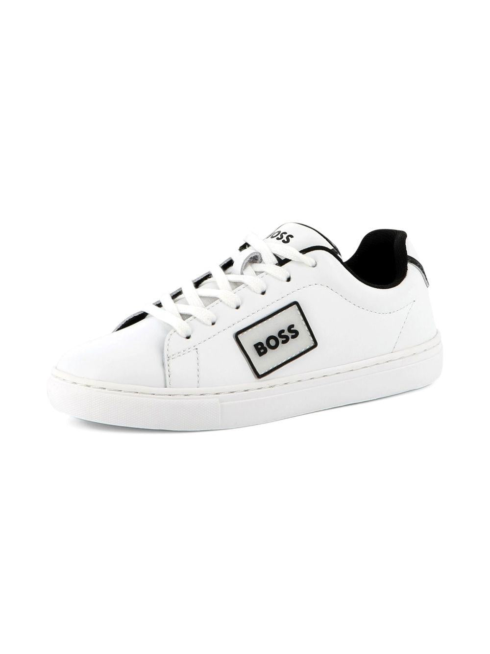 Sneakers per bambino BOSS Kids bianche con dettaglio con placca con logo - Rubino Kids