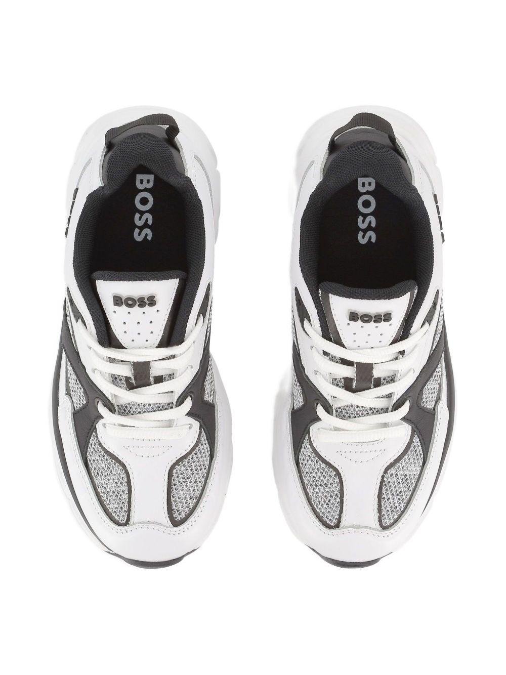 Sneakers per bambino Boss Kids bianche con inserti in rete - Rubino Kids