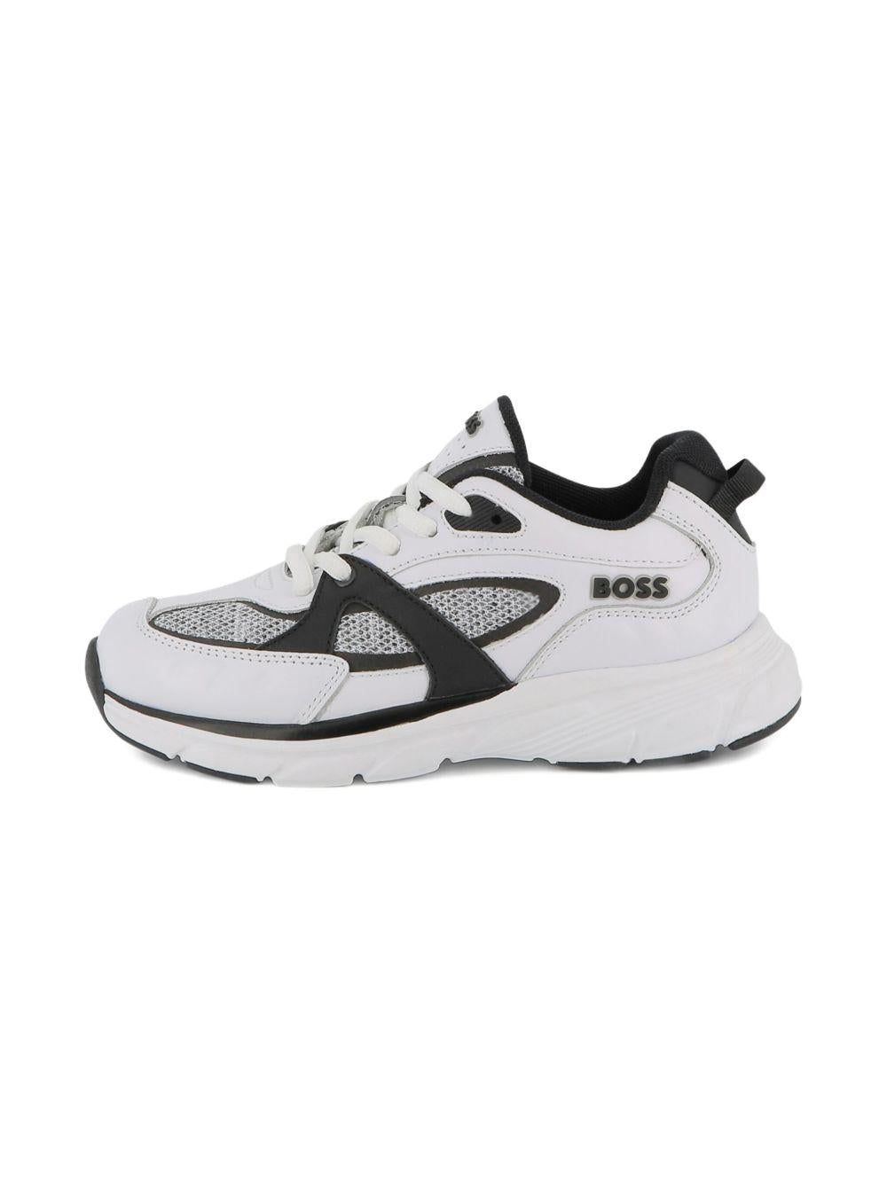 Sneakers per bambino Boss Kids bianche con inserti in rete - Rubino Kids