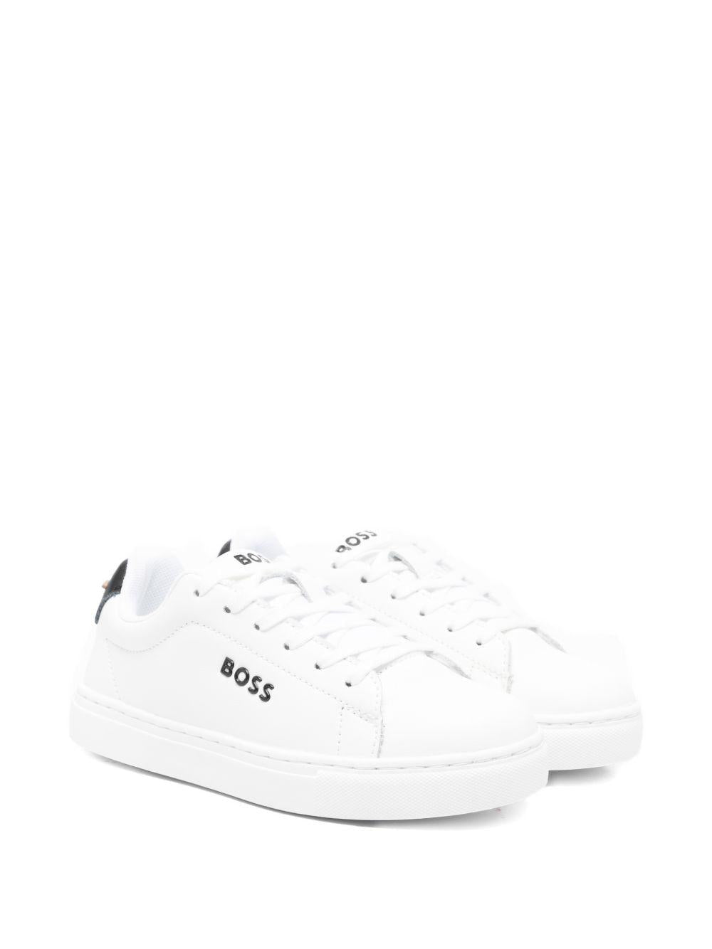 Sneakers per bambino Boss Kids bianche con logo sulla linguetta - Rubino Kids