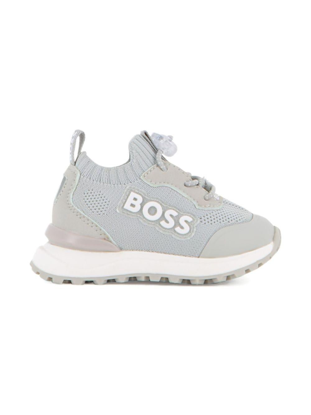 Sneakers per bambino Boss Kids grigie con dettaglio logo - Rubino Kids