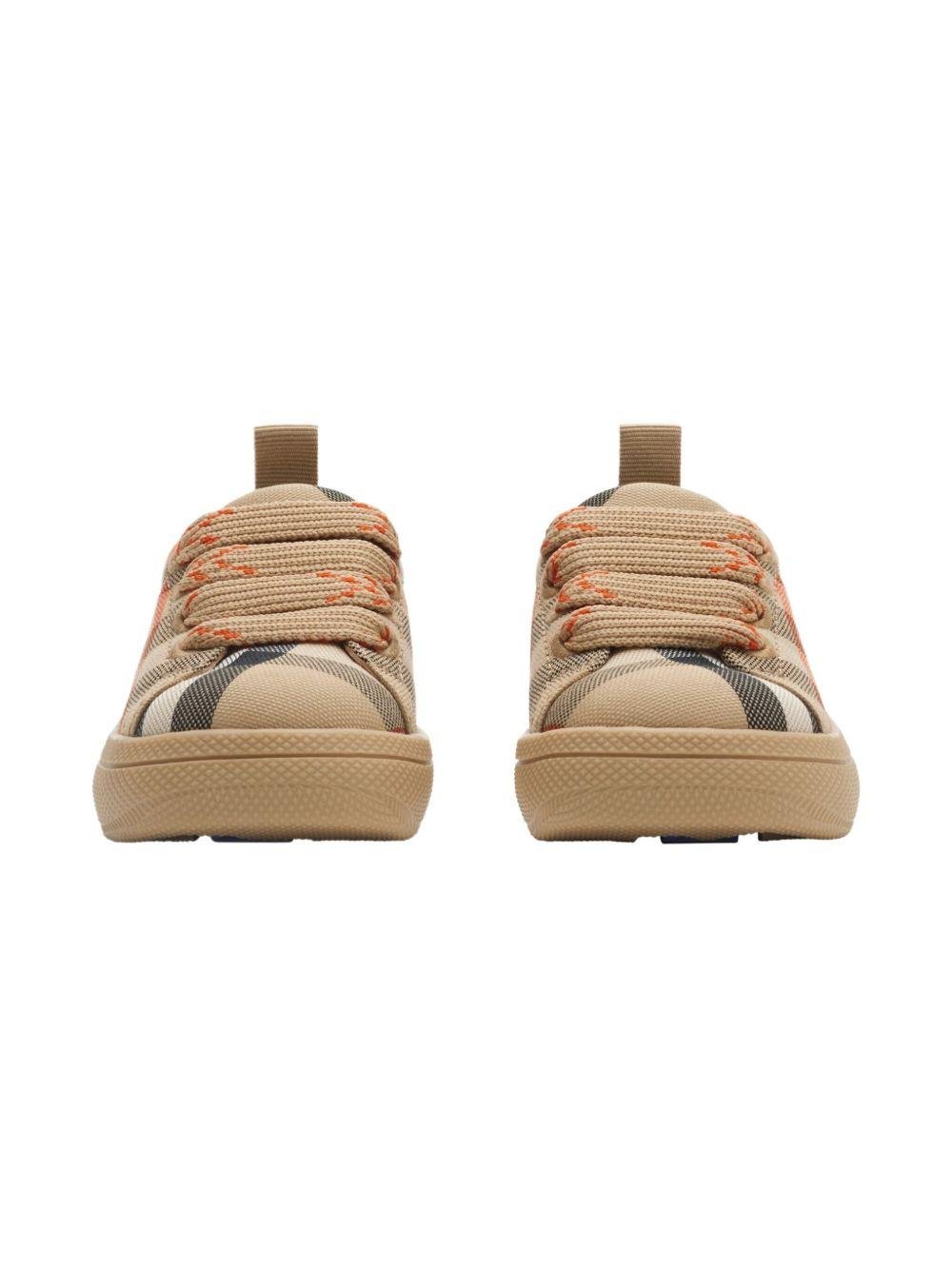 Sneakers per bambino Burberry Kids beige con fantasia tartan e caviglia imbottita - Rubino Kids