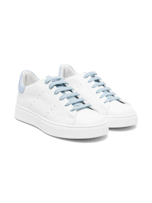 Sneakers per bambino Colorichiari bianco in pelle con rinforzo sul tallone a contrasto