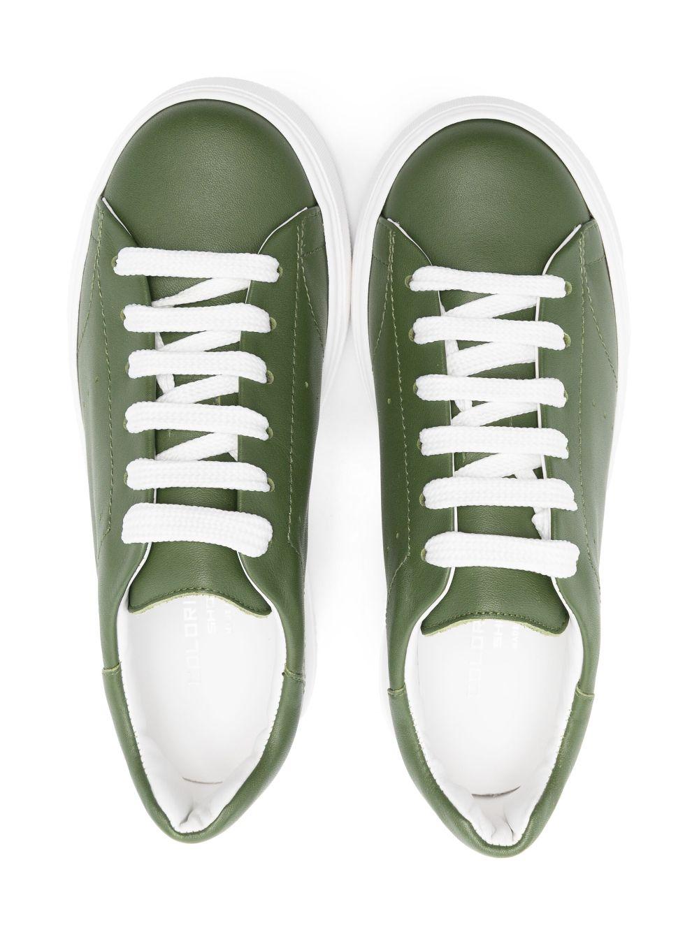 Sneakers per bambino Colorichiari verde in pelle con dettaglio traforato - Rubino Kids