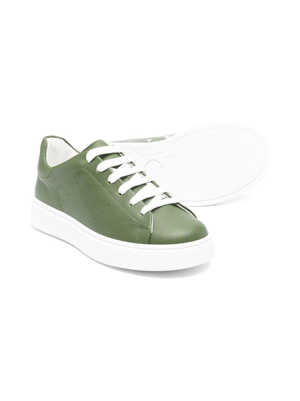 Sneakers per bambino Colorichiari verde in pelle con dettaglio traforato - Rubino Kids
