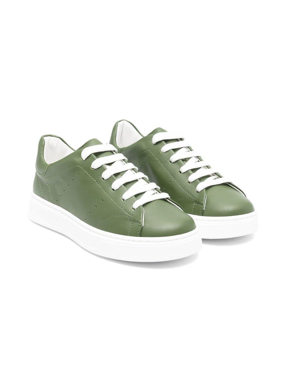 Sneakers per bambino Colorichiari verde in pelle con dettaglio traforato - Rubino Kids