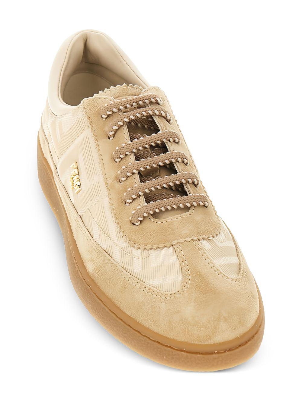 Sneakers per bambino Fendi Kids beige con inserti in pelle scamosciata - Rubino Kids
