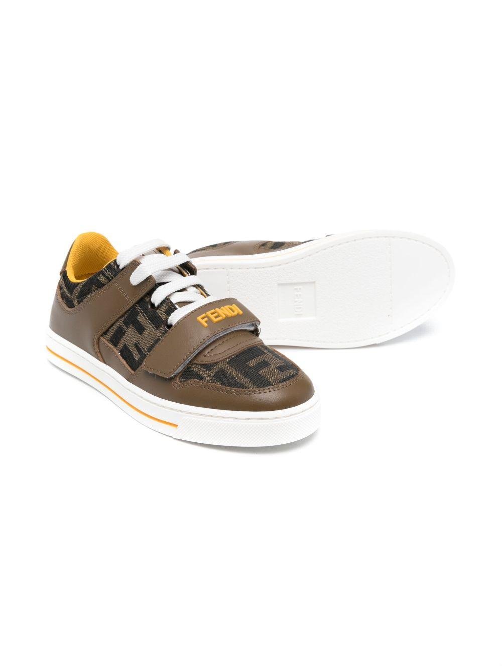 Sneakers per bambino Fendi Kids marrone con monogramma FF - Rubino Kids