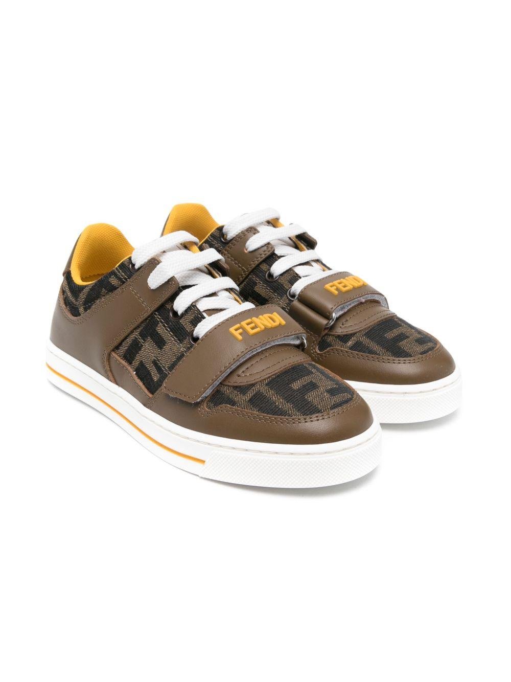 Sneakers per bambino Fendi Kids marrone con monogramma FF - Rubino Kids