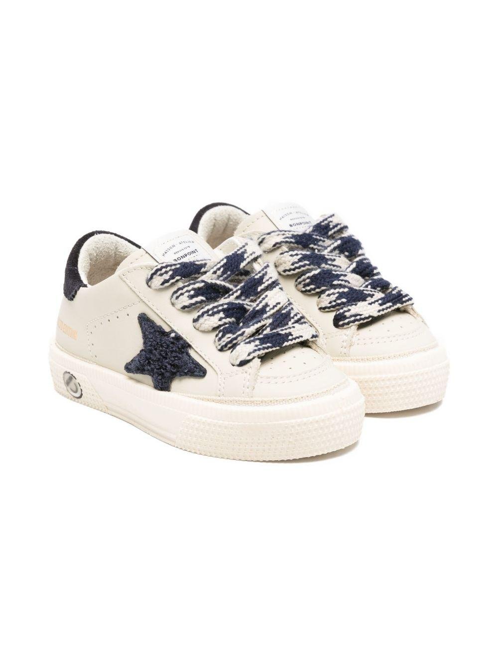Sneakers per bambino Golden Goose Kids beige con lacci e applicazione a stella - Rubino Kids