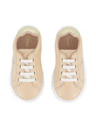 Sneakers per neonata Chloé Kids beige con bordo a smerlo - Rubino Kids