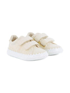 Sneakers per neonata Chloé Kids beige con ricamo con logo - Rubino Kids