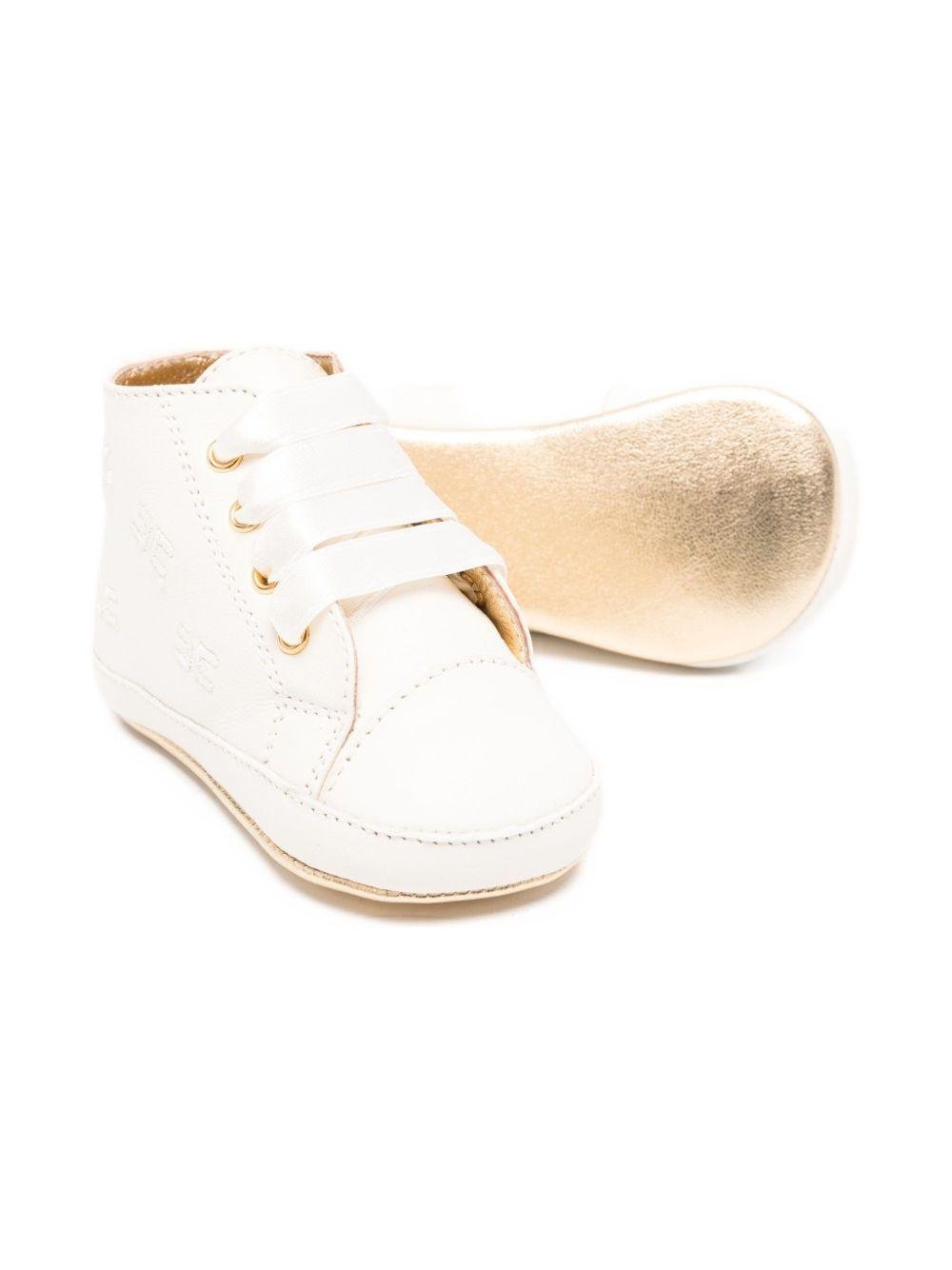 Sneakers per neonata Elisabetta Franchi La Mia Bambina bianche con dettagli color oro - Rubino Kids