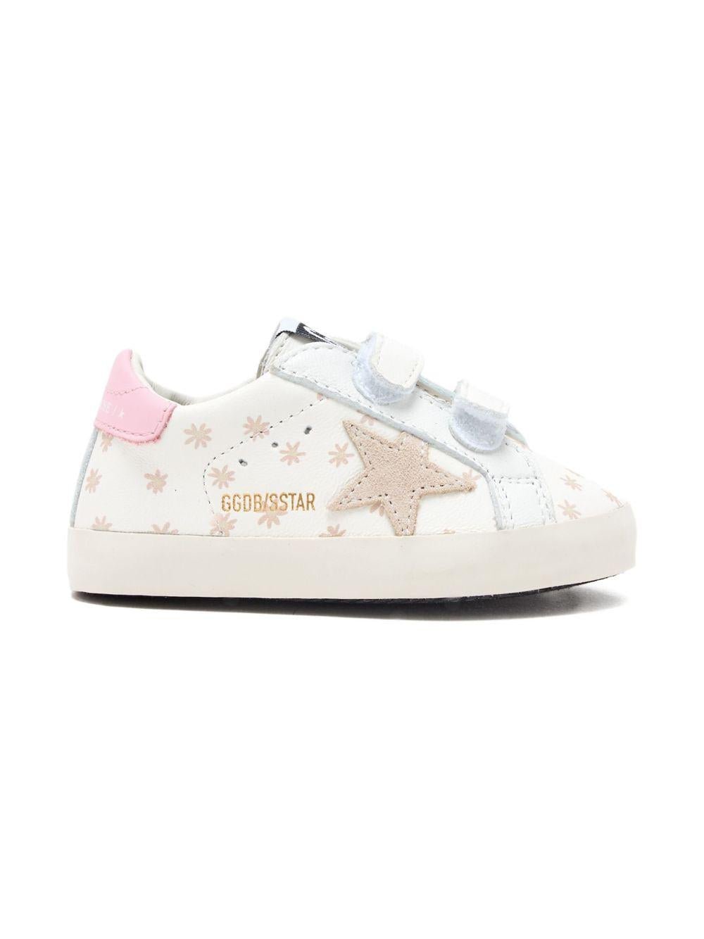 Sneakers per neonata Golden Goose Kids Super Star bianco con stampa floreale - Rubino Kids
