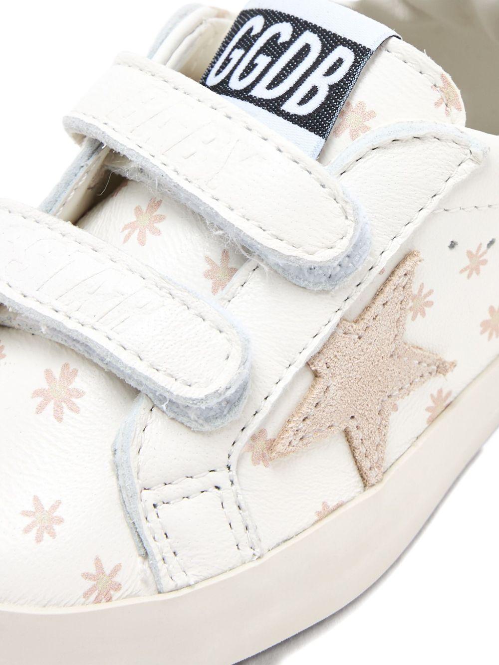 Sneakers per neonata Golden Goose Kids Super Star bianco con stampa floreale - Rubino Kids