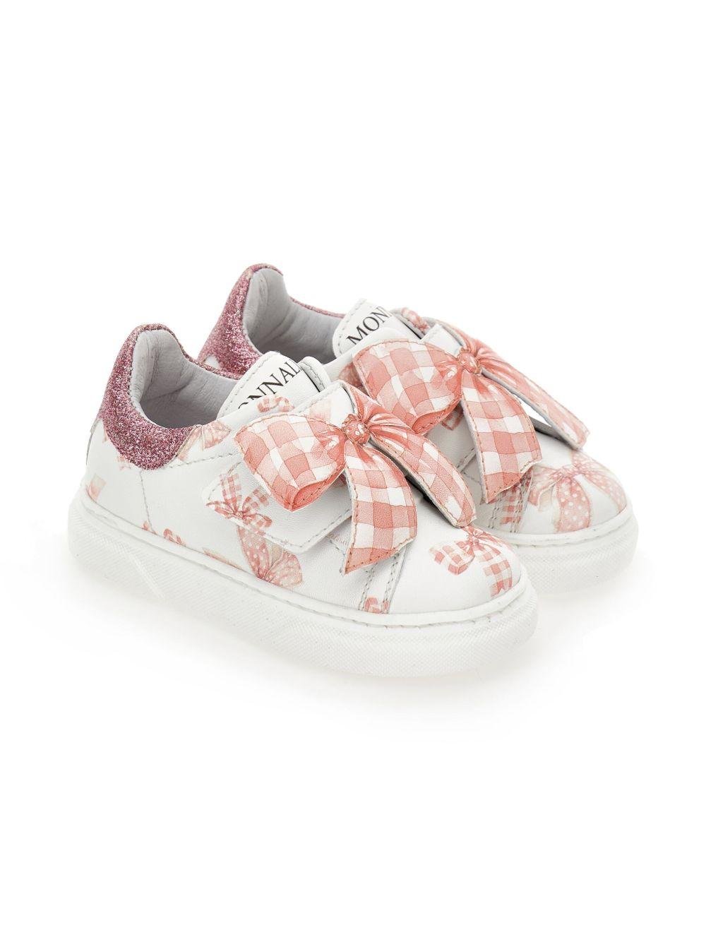 Sneakers per neonata Monnalisa bianche con design a fiori - Rubino Kids