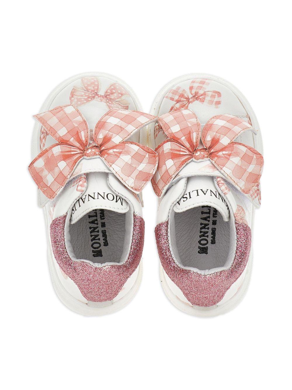 Sneakers per neonata Monnalisa bianche con design a fiori - Rubino Kids