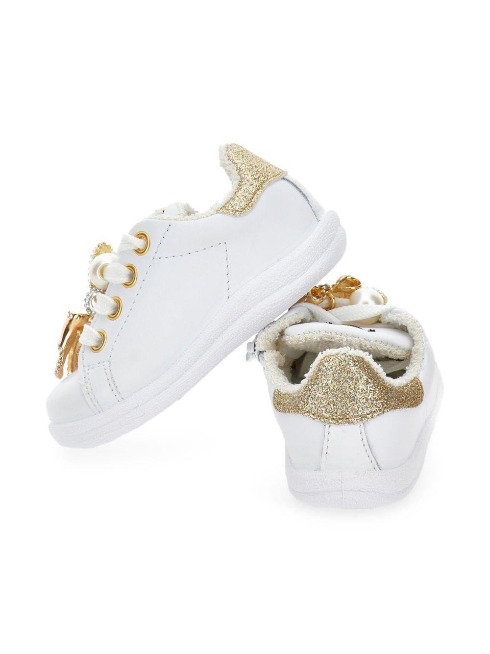 Sneakers per neonata Monnalisa bianche con dettagli oro - Rubino Kids