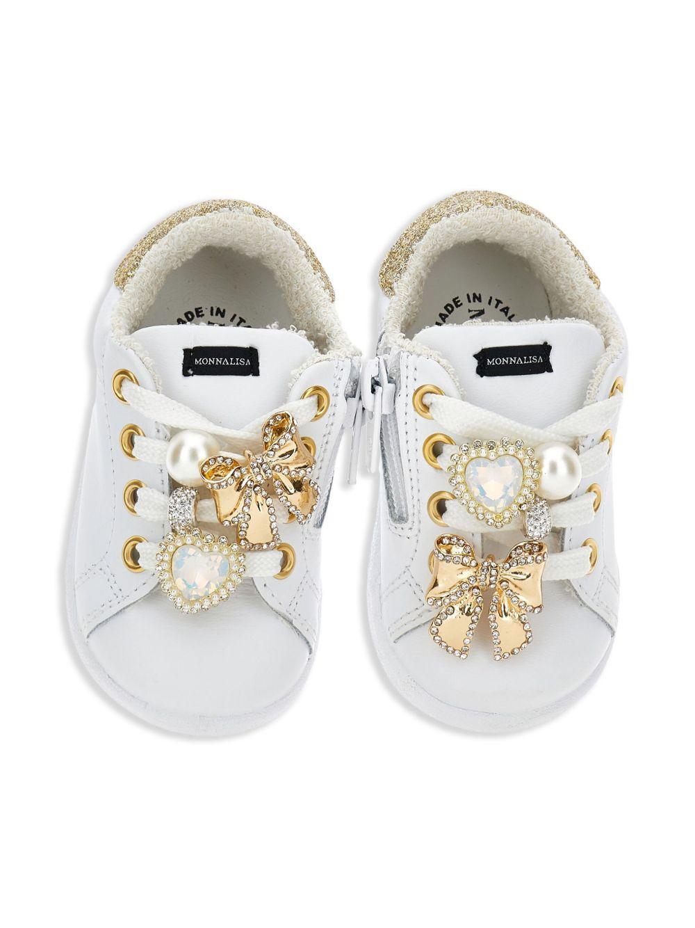 Sneakers per neonata Monnalisa bianche con dettagli oro - Rubino Kids