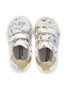 Sneakers per neonata Monnalisa bianche con motivo a fiori - Rubino Kids
