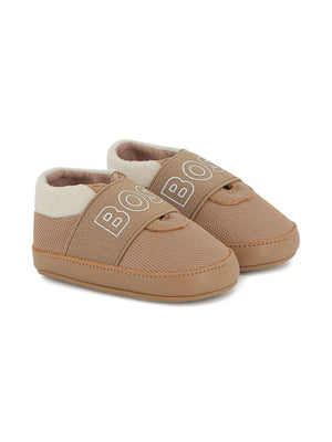 BOSS Kids beige sneakers for babies with logo
