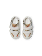 Sneakers per neonati Burberry Kids bianco con chiusura a strappo - Rubino Kids