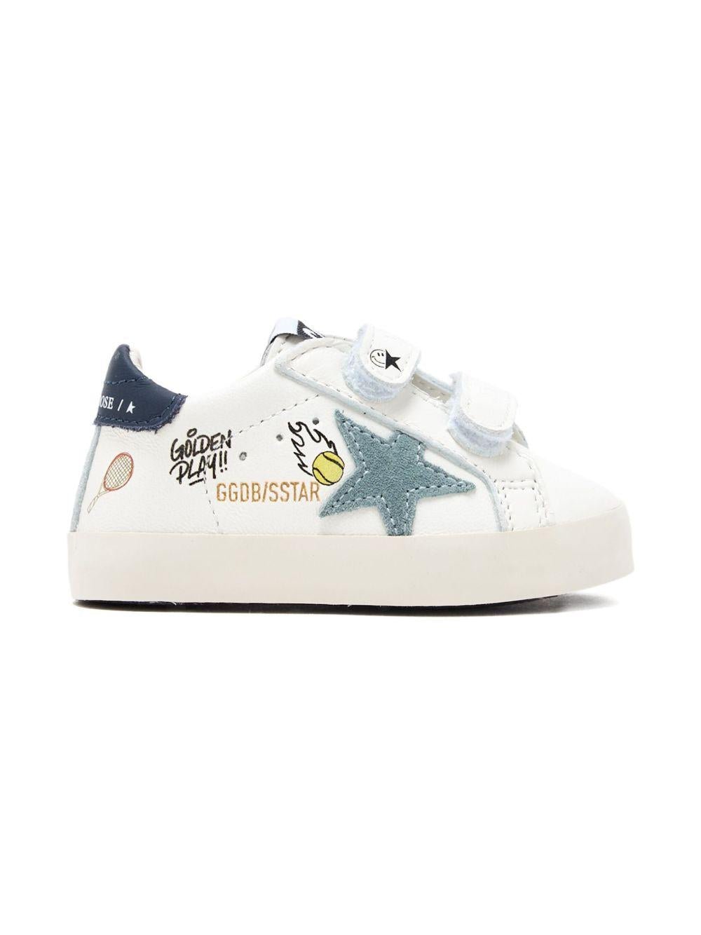 Sneakers per neonati Golden Goose Kids Super Star bianco con cinturino touch - strap - Rubino Kids