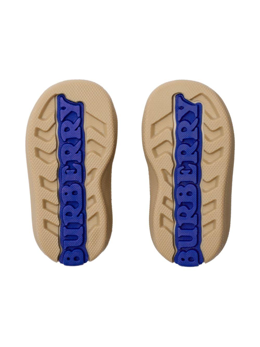 Sneakers per neonato Burberry Kids beige con fantasia tartan e caviglia imbottita - Rubino Kids