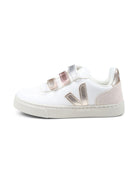 Sneakers V - 10 per bambina VEJA Kids bianche con chiusura a strappo - Rubino Kids