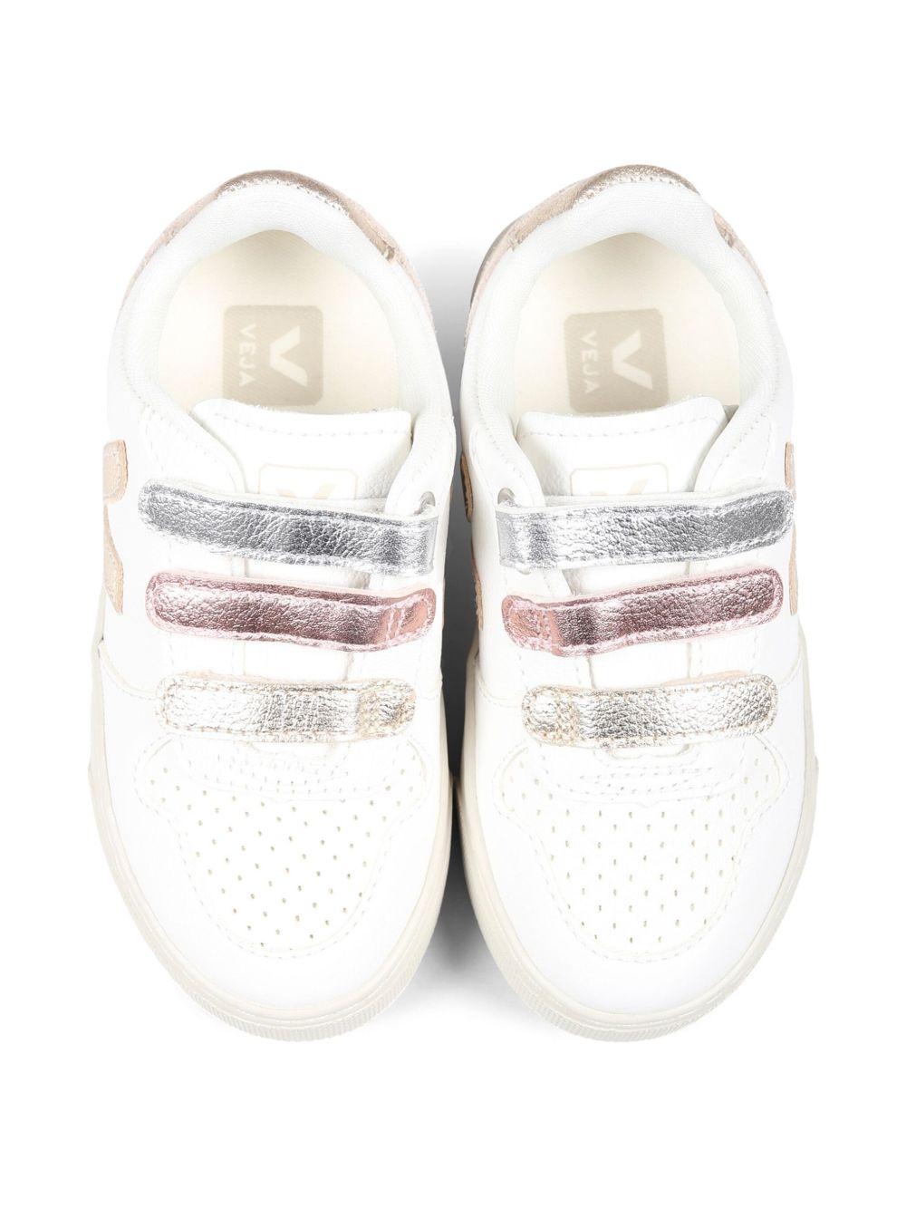 Sneakers V - 10 per bambina VEJA Kids bianche con chiusura a strappo - Rubino Kids