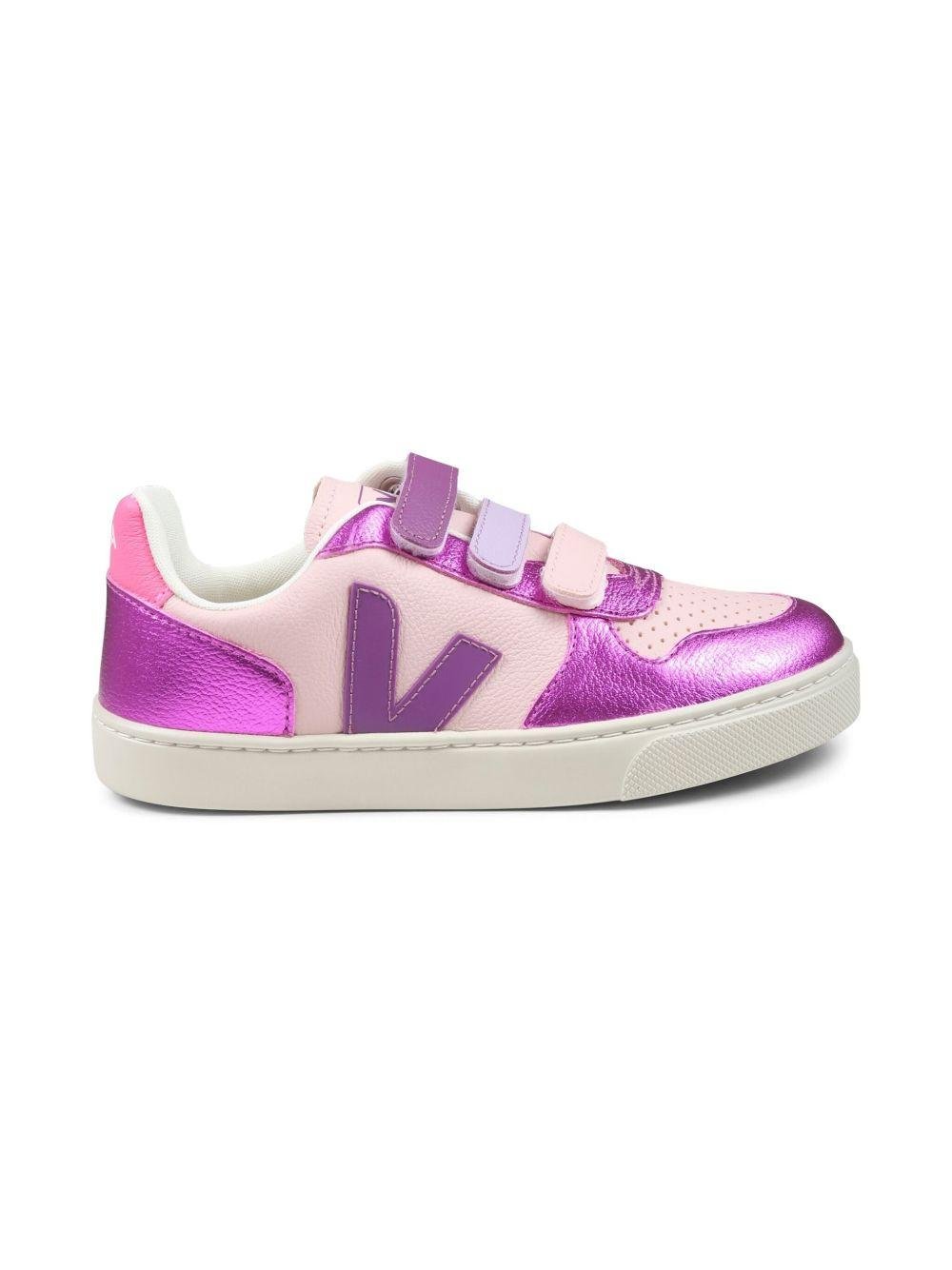 Sneakers V - 10 per bambina VEJA Kids fucsia con chiusura a strappo - Rubino Kids