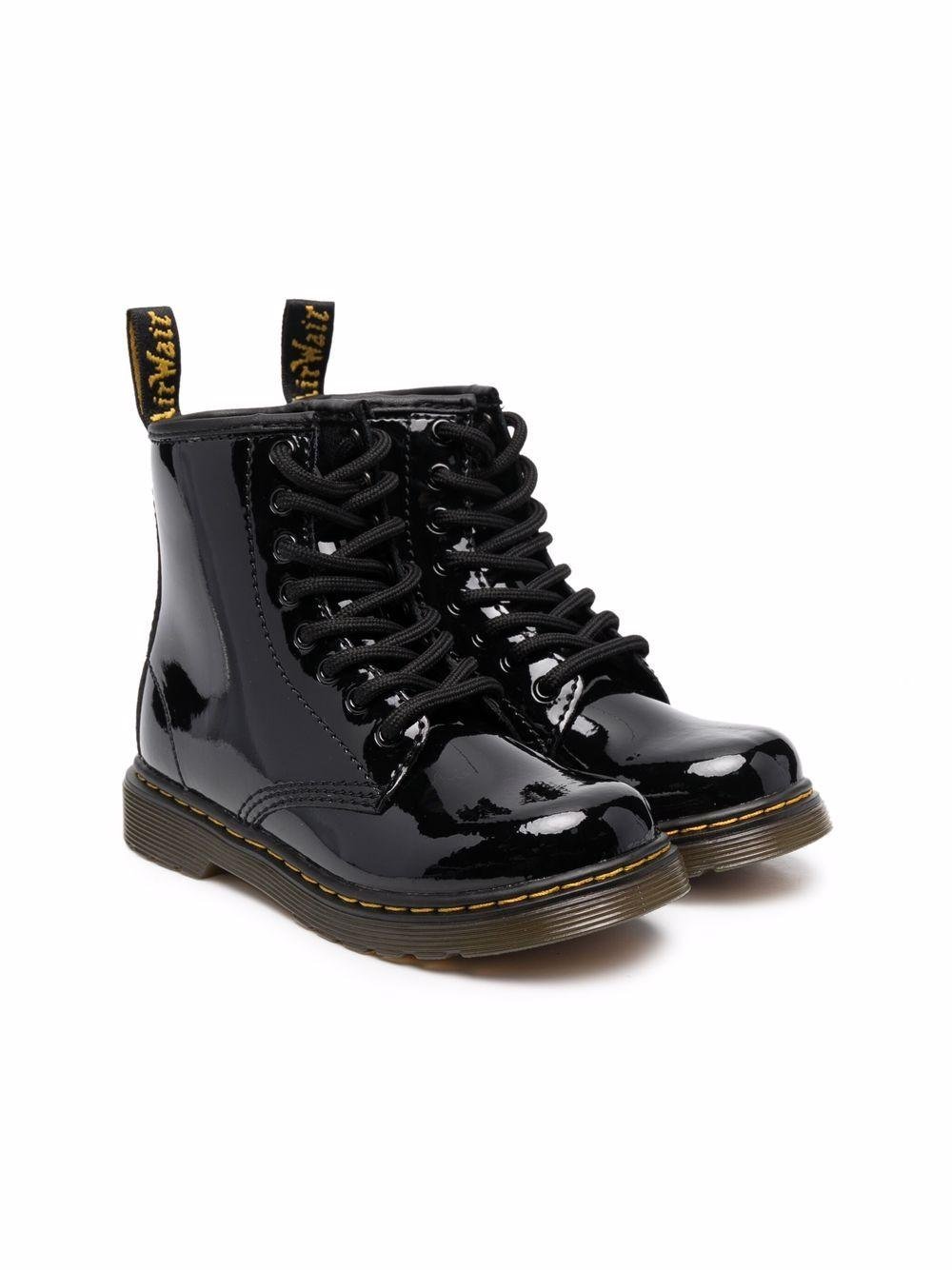 Stivaletti 1460 per bambini Dr. Martens Kids neri con linguetta con logo - Rubino Kids