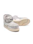 Stivaletti Eskimo per bambina Mou Kids argentate con fodera in shearling - Rubino Kids