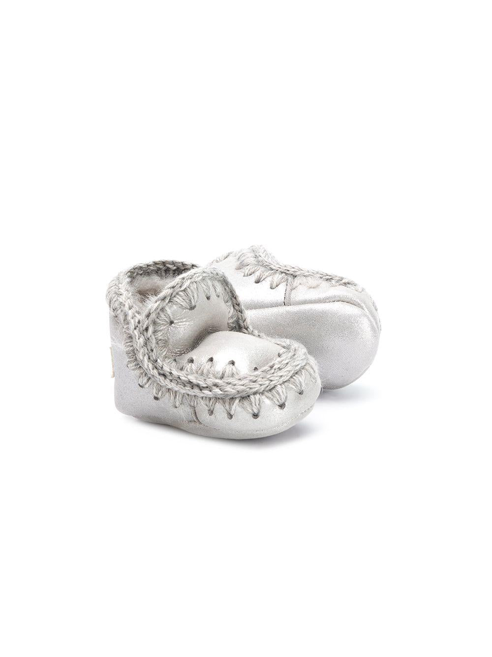 Stivaletti Eskimo per neonati Mou Kids argento con punta tonda - Rubino Kids